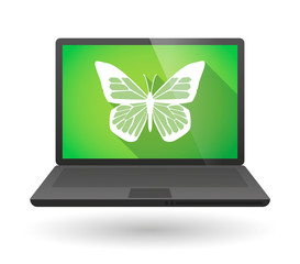 Laptop icon with a butterfly