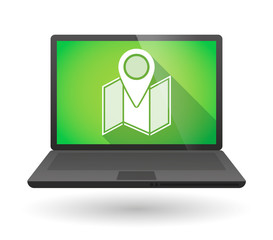 Laptop icon with a map