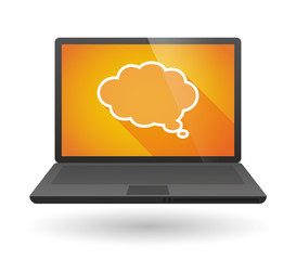 Laptop icon with a cloud comic balloon