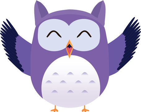 Happy cute vector purple owl