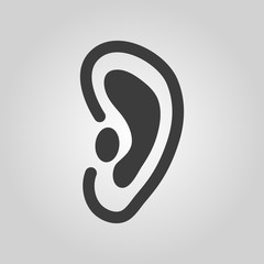 The ear icon. Listen symbol. Flat