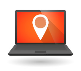 Laptop icon with a map mark