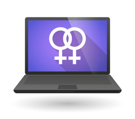 Laptop icon with a lesbian sign