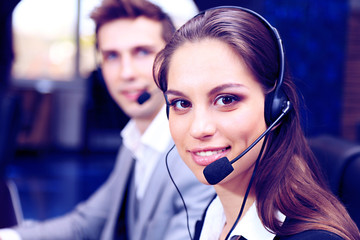 Call center operators at work