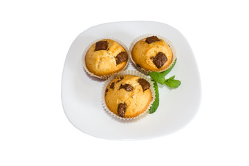 fresh baked muffins with clipping path