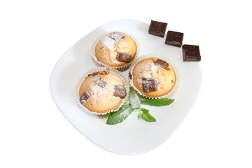 fresh baked muffins with clipping path