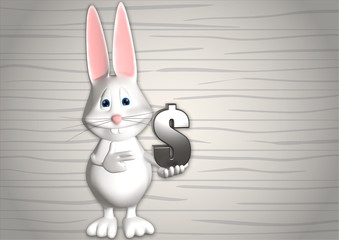 Hase Dollar Geld Währung 3D weiß zeigen Comic