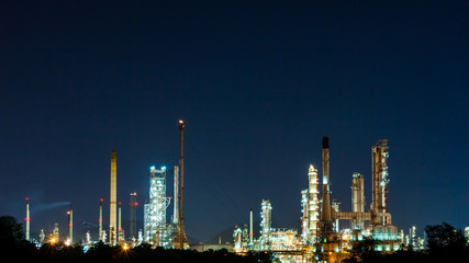 Scenic of oil refinery plant Industry at night, Chonburi Thailan