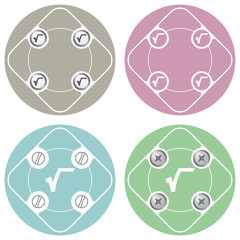 Set of four colored flat simple frames and radix symbol