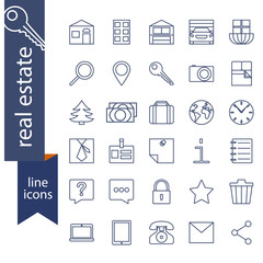 Set of outline icons for real estate sale 