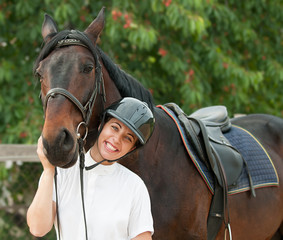 Woman rider and horse