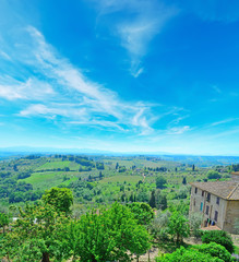 Fototapeta na wymiar Tuscany panorama seen from San Gimignano