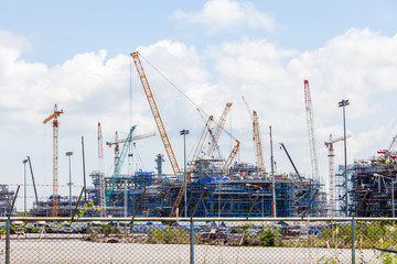 Industrial plants are currently under construction with many tow