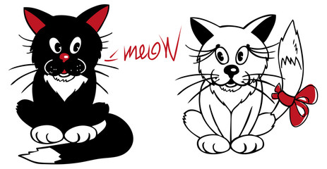 Fototapeta premium black and white cat