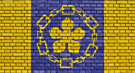 flag of Hamilton painted on brick wall