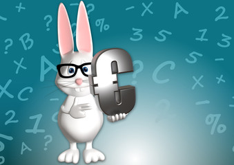 Hase Euro Geld Währung 3D weiß zeigen Comic