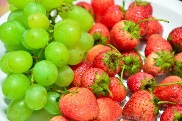 strawberries and grapes