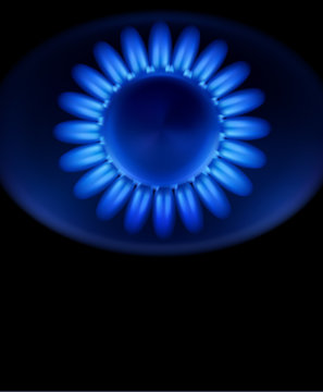 vector background with blue burning gas gas stove