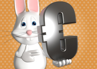 Hase Euro Geld Währung 3D weiß zeigen Comic