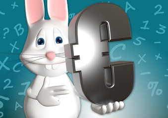 Hase Euro Geld Währung 3D weiß zeigen Comic