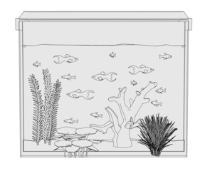 cartoon image of aquarium with fishes