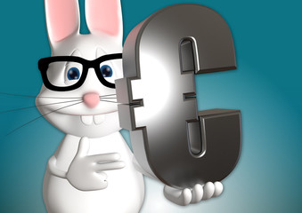 Hase Euro Geld Währung 3D weiß zeigen Comic