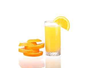 Orange juice on white background