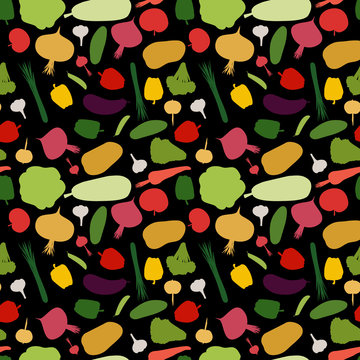 pattern vegetable background. Vegetables fresh seamless pattern.