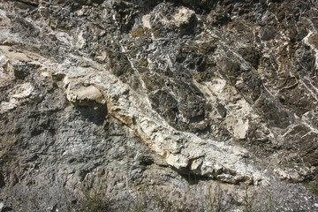 Magnesite veins on the outcrop