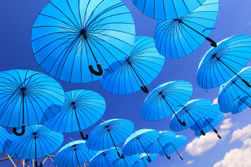 colorful umbrellas in the sky 