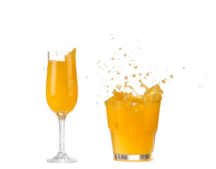 Orange juice on white background