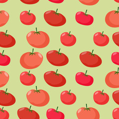 Background of red tomatoes. Vector seamless pattern of vegetable