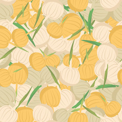 Onion pattern. Seamless background with bulbs. Vector texture