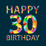 Download "HAPPY 30th BIRTHDAY Vector Polygon Pattern Card " Stock ...