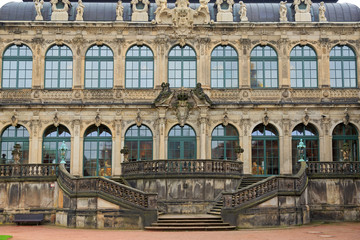 Fototapeta na wymiar Dresden Zwinger palace stairs and facade