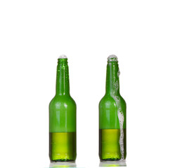 two bottles of beer isolated on white