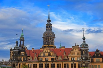 Fototapeta na wymiar Residenzschloss (city palace) in Dresden with cloudy sky
