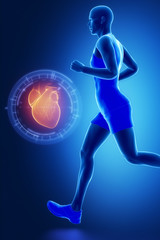 Athletic man running with healthy heart