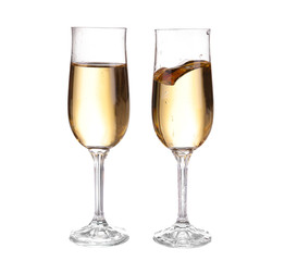 Two glasses of champagne. Isolated on white backgroun