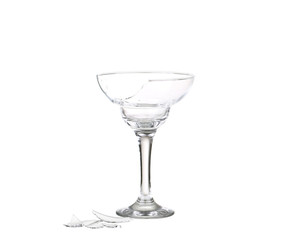 Broken glass on a white background .