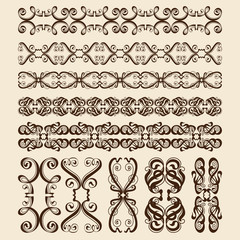 Set of perfect calligraphic vector brush