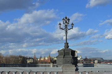 Old style street lamp about Kremlin in Moscow downtown