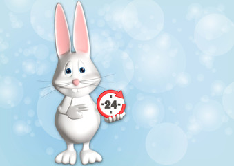 Hase 24h Service Express 3D weiß zeigen Comic