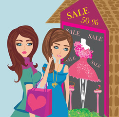 Girls on big shopping sale