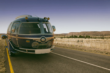 futuristic van on the road summer hollyday