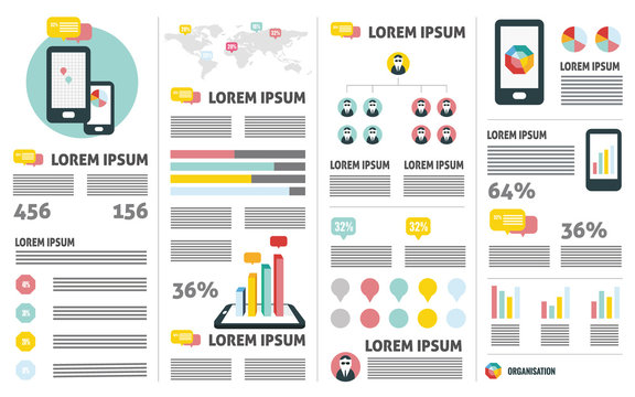 Mobile phone analysis. flat infographic design elements. vector