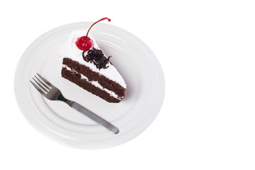 Cake chocolate with cherry