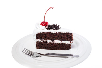 Cake chocolate with cherry