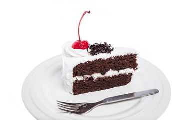 Cake chocolate with cherry