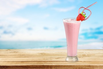 Smoothie, Milk Shake, Strawberry.